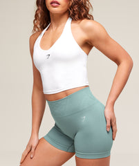 Halter Neck Cami with Shelf - White