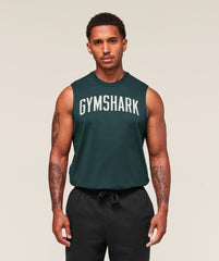 Worn Graphic Tank - Deep Petrol Blue
