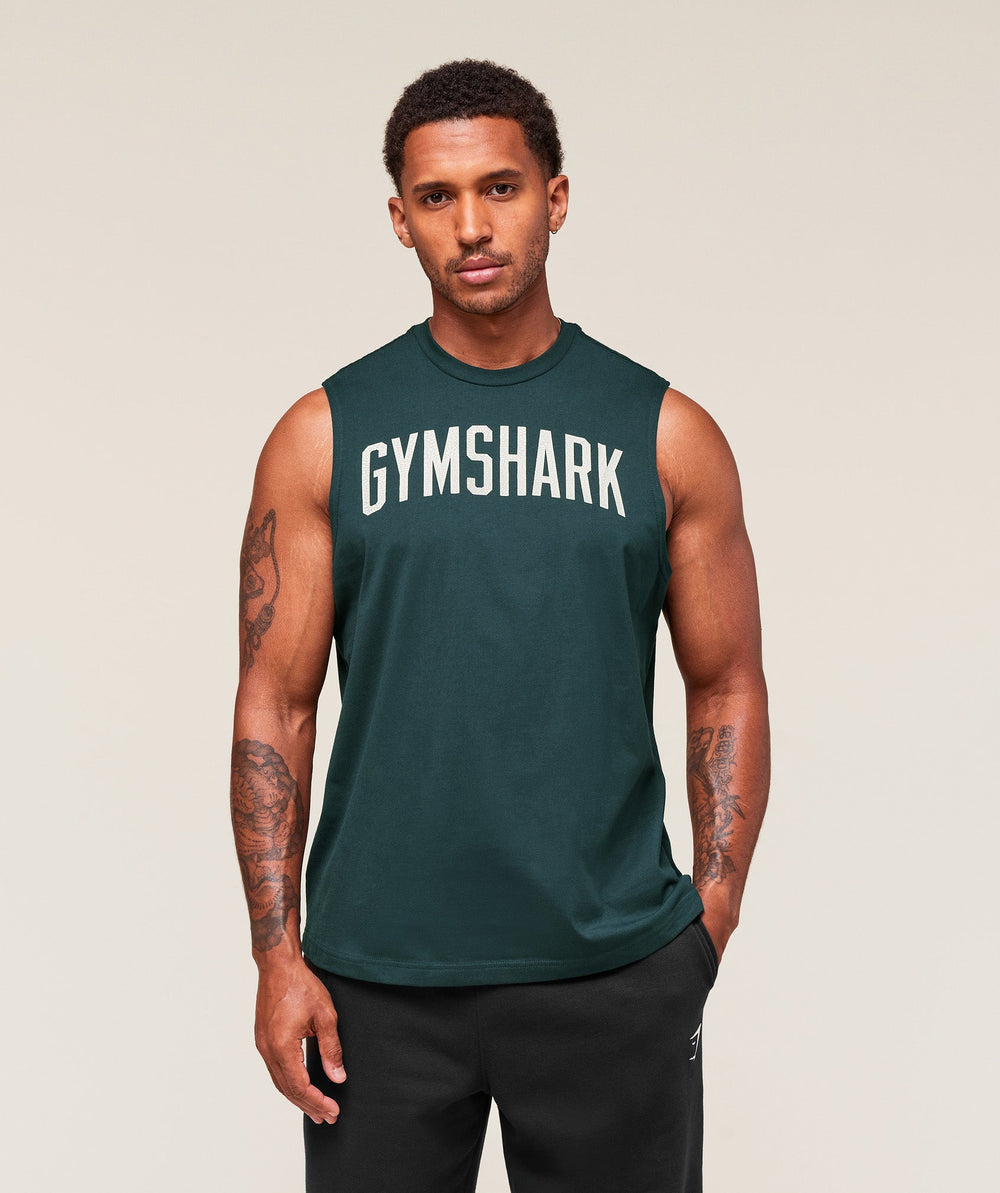 Worn Graphic Tank - Deep Petrol Blue