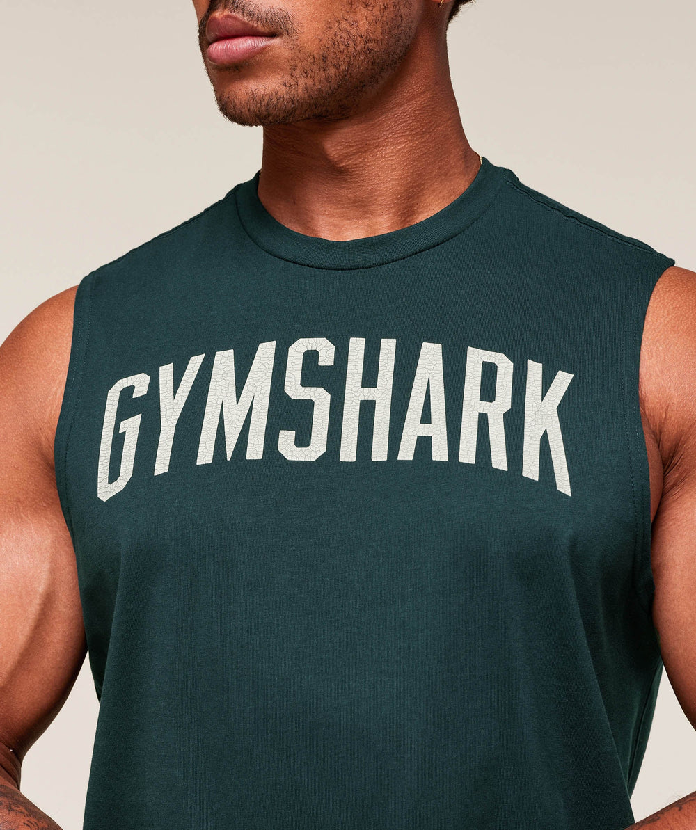 Worn Graphic Tank - Deep Petrol Blue