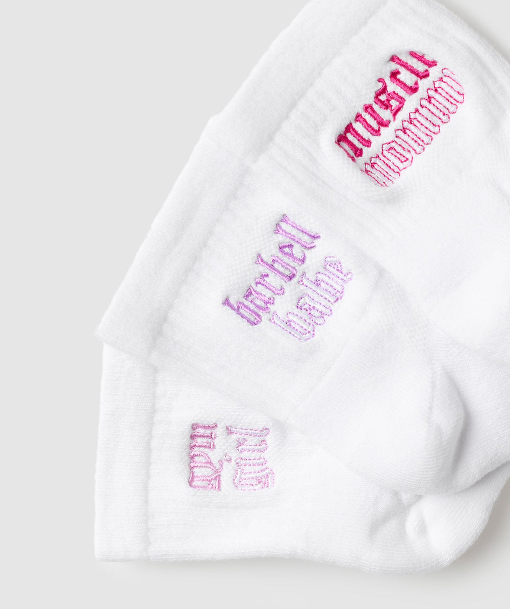 Gym Babes Midi Sock 3pk - White/Sour Pink/Active Purple/Winning Pink