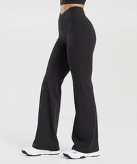 Crossover Regular Flared Leggings - Black