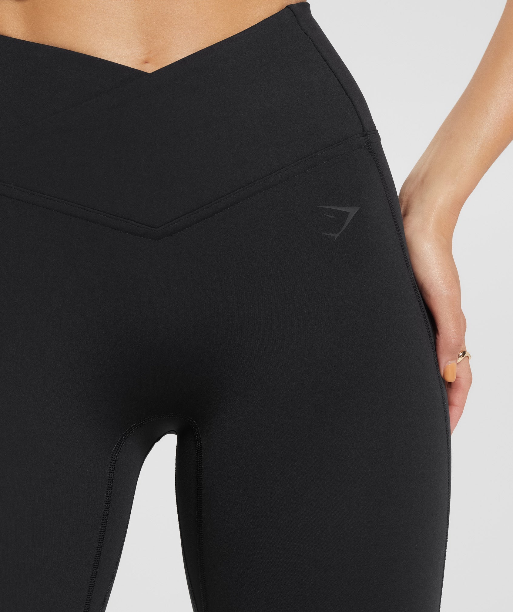 Crossover Regular Flared Leggings - Black