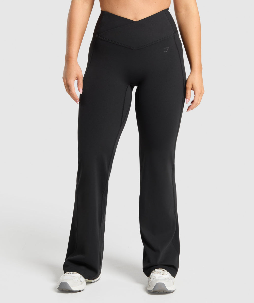 Crossover Flared Leggings - Black