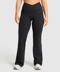 Crossover Flared Leggings - Black