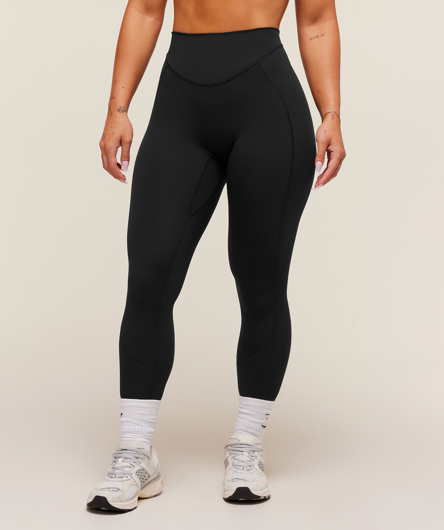Lifting Dipped Waistband Leggings - Black