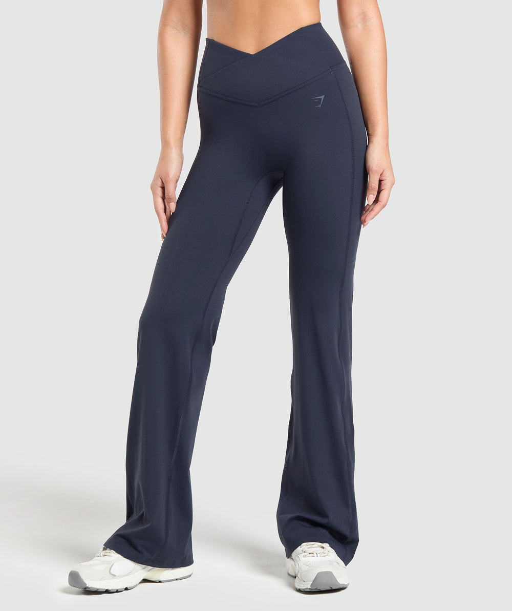 Crossover Flared Leggings - Heavy Blue