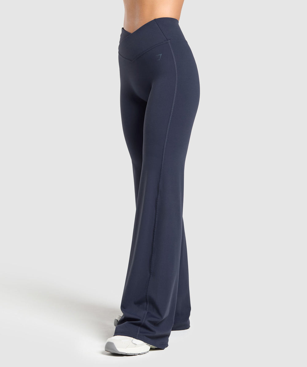 Crossover Flared Leggings - Heavy Blue