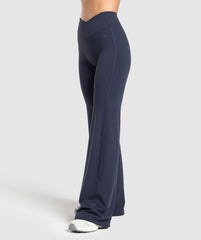 Crossover Flared Leggings - Heavy Blue