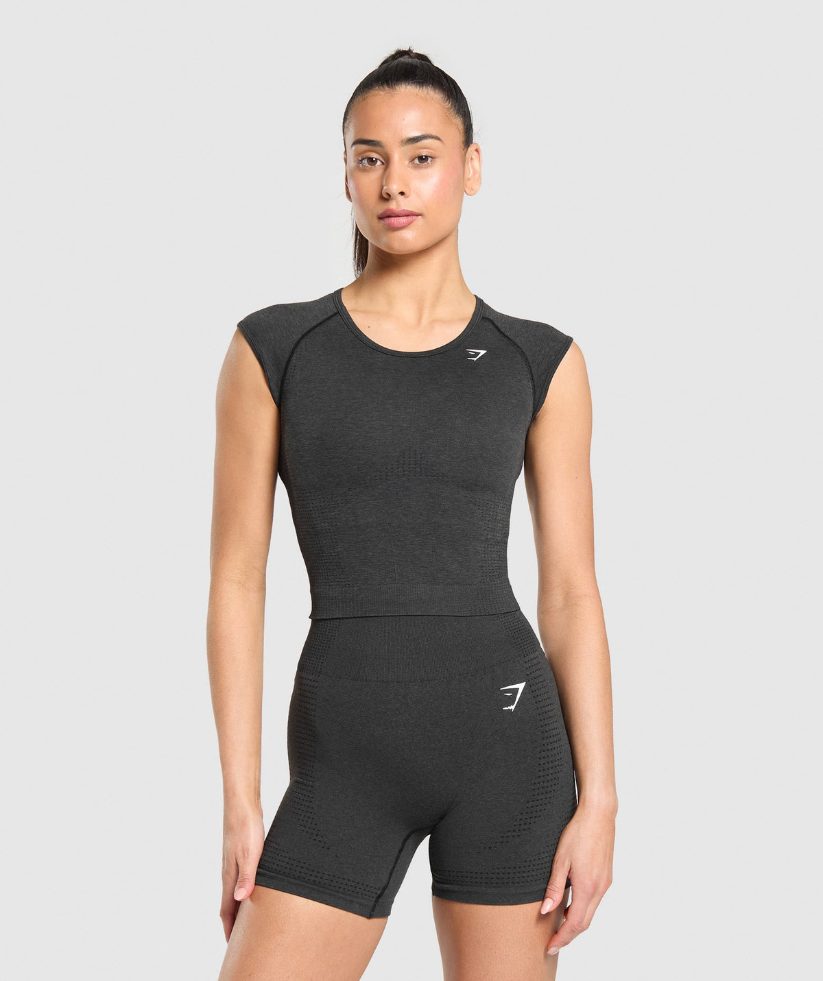 Vital Scoop Neck Top - Black Marl