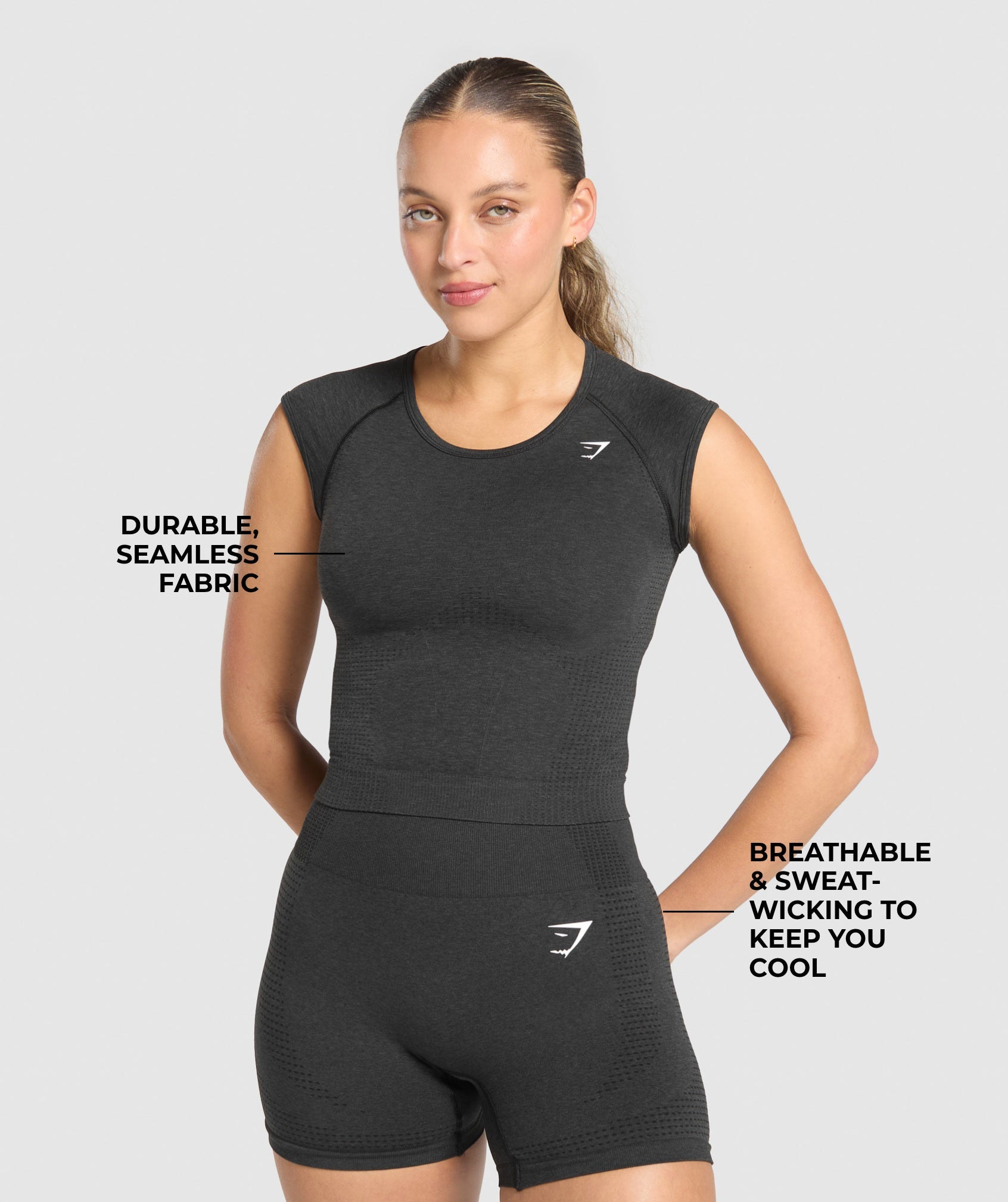 Vital Scoop Neck Top - Black Marl