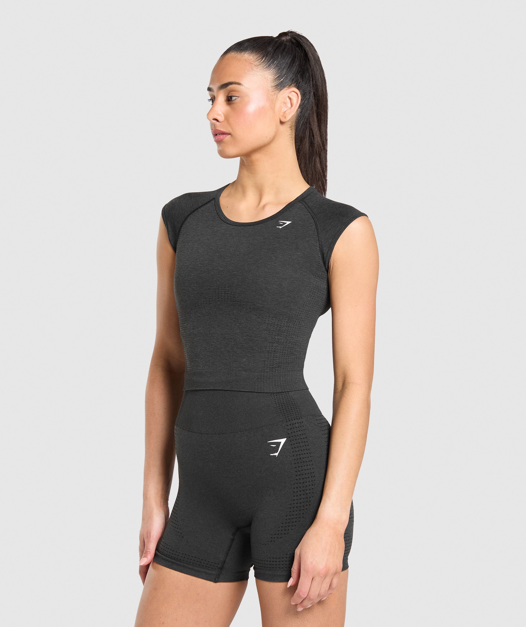 Vital Scoop Neck Top - Black Marl
