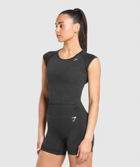 Vital Scoop Neck Top - Black Marl