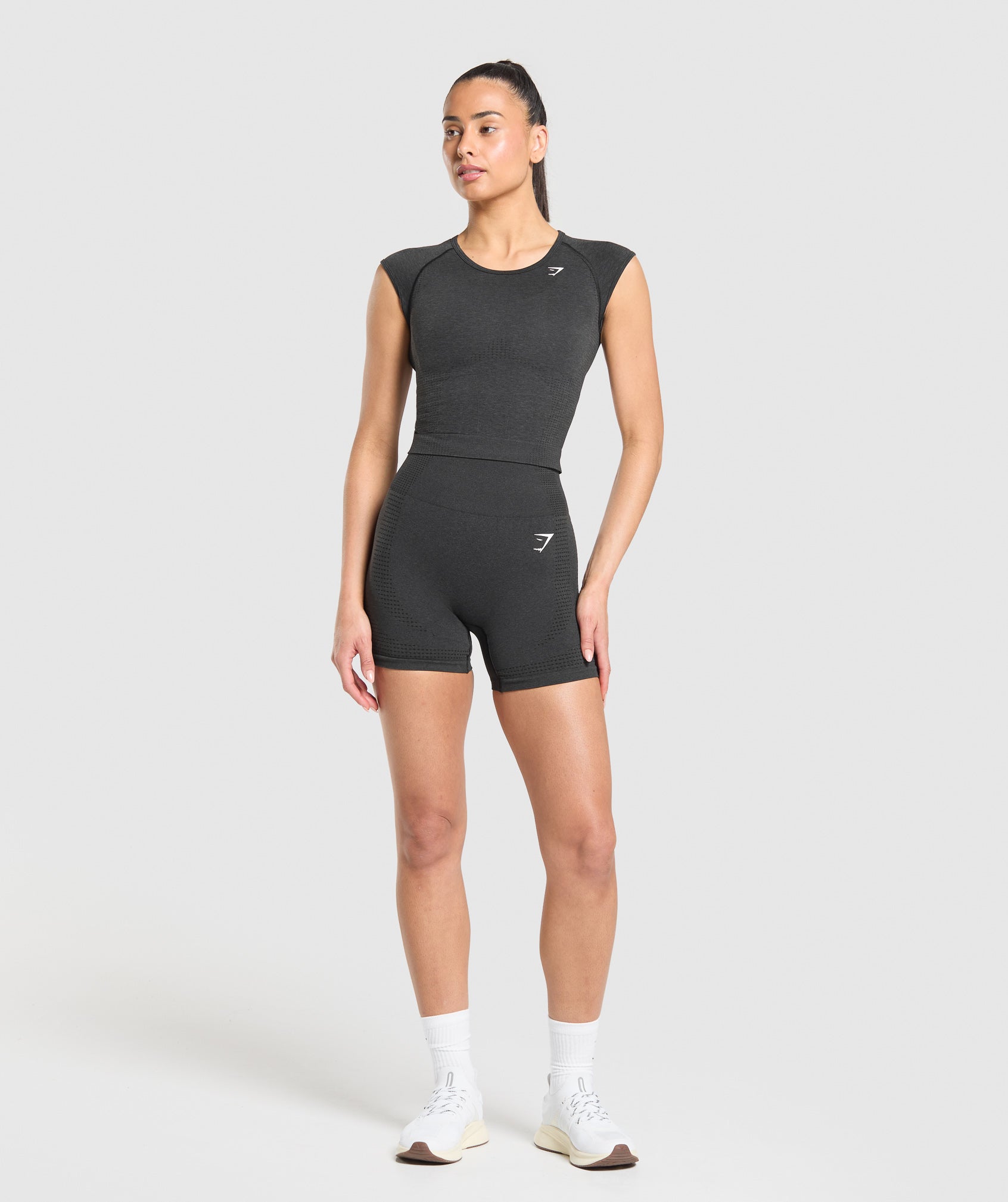 Vital Scoop Neck Top - Black Marl
