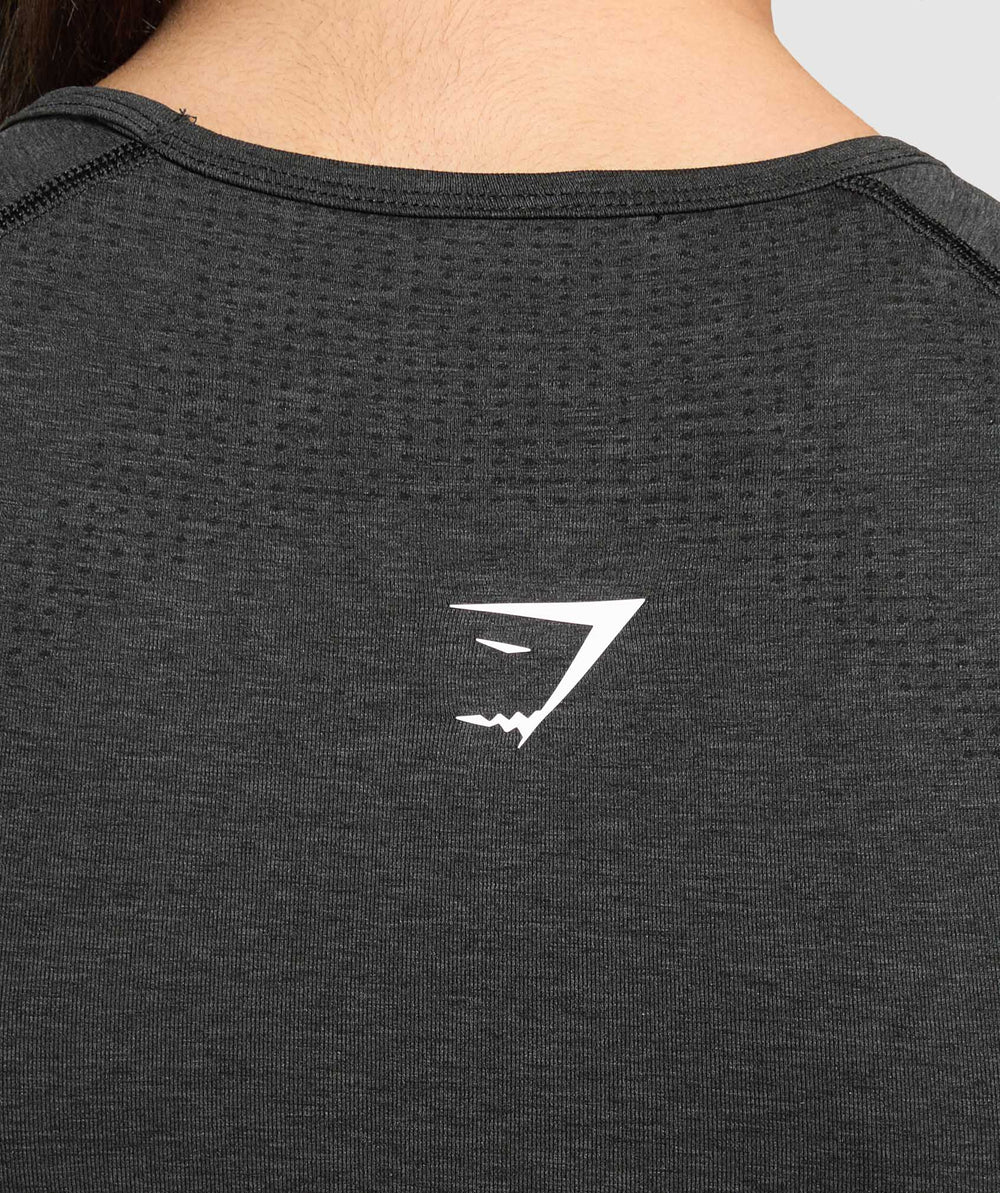 Vital Scoop Neck Top - Black Marl