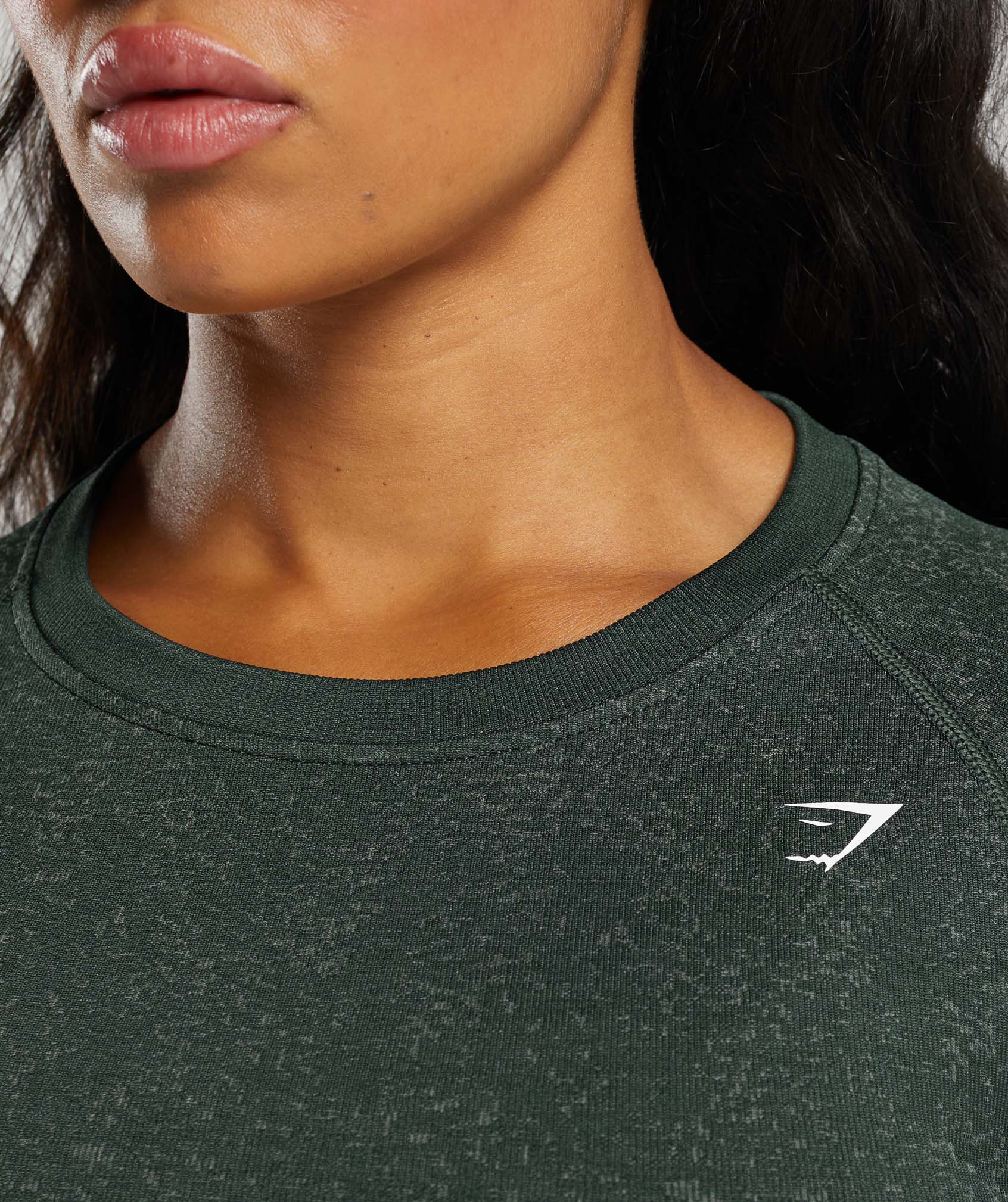 Adapt Fleck Seamless Long Sleeve Crop Top - Victory Green/ Unit Green