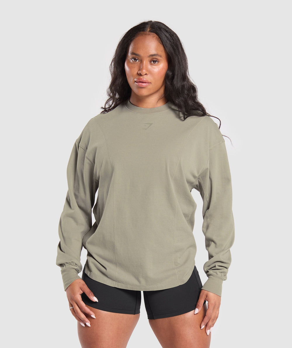 Power Oversized Long Sleeve Top - Linen Brown