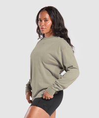 Power Oversized Long Sleeve Top - Linen Brown