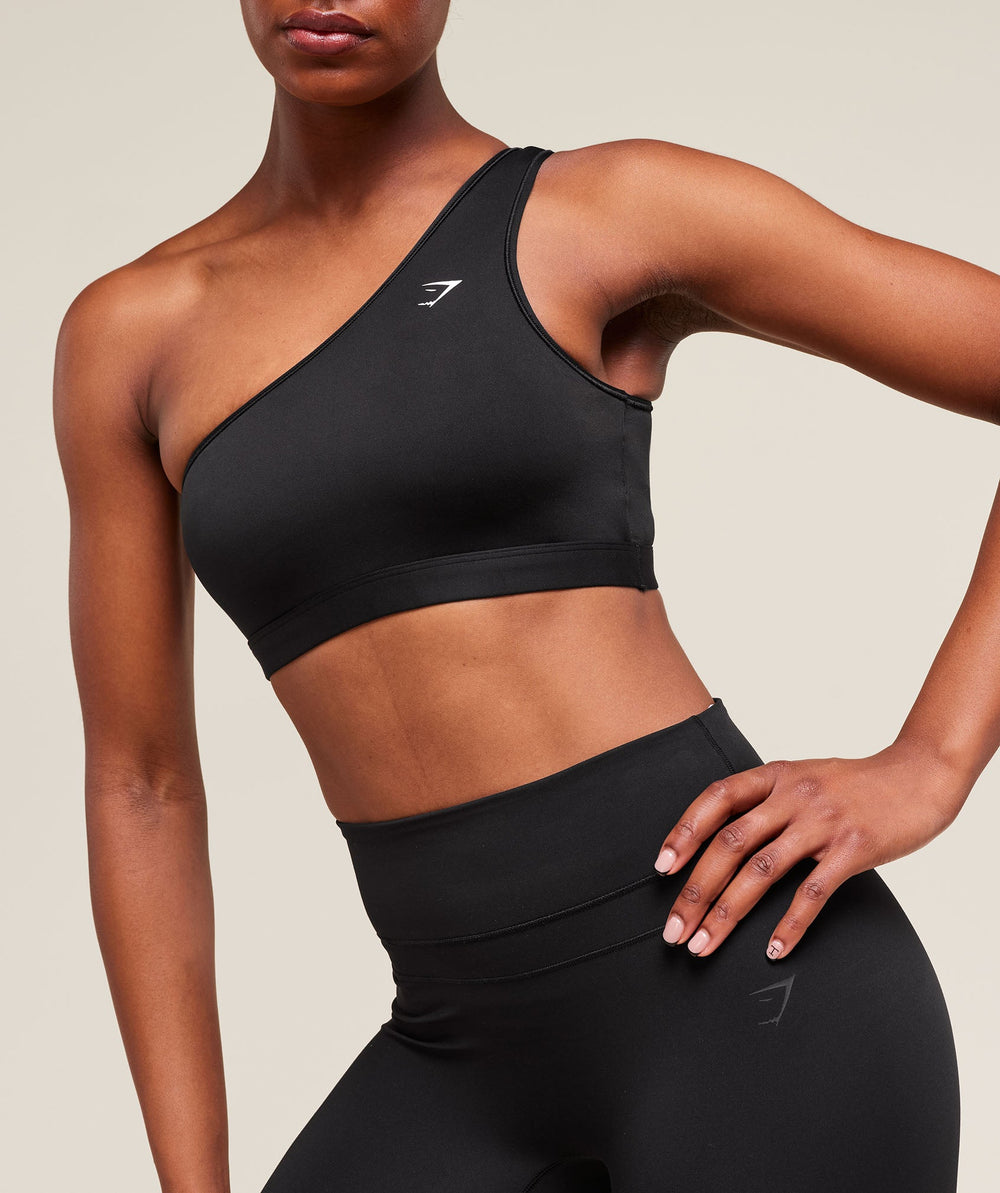 Asymmetric Sports Bra - Black