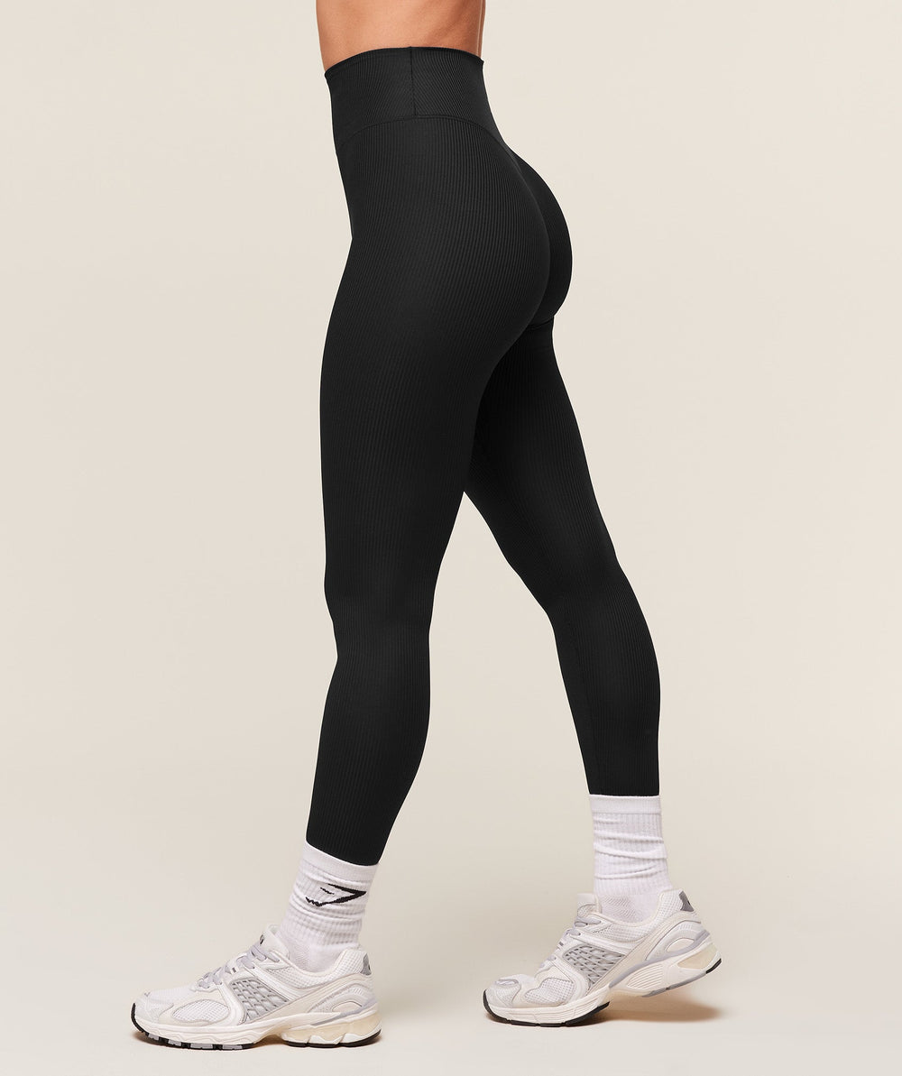 Ribbed Contour Leggings - Black