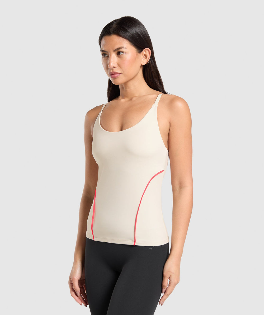 Contour Stitch Tank with Shelf - Oat White
