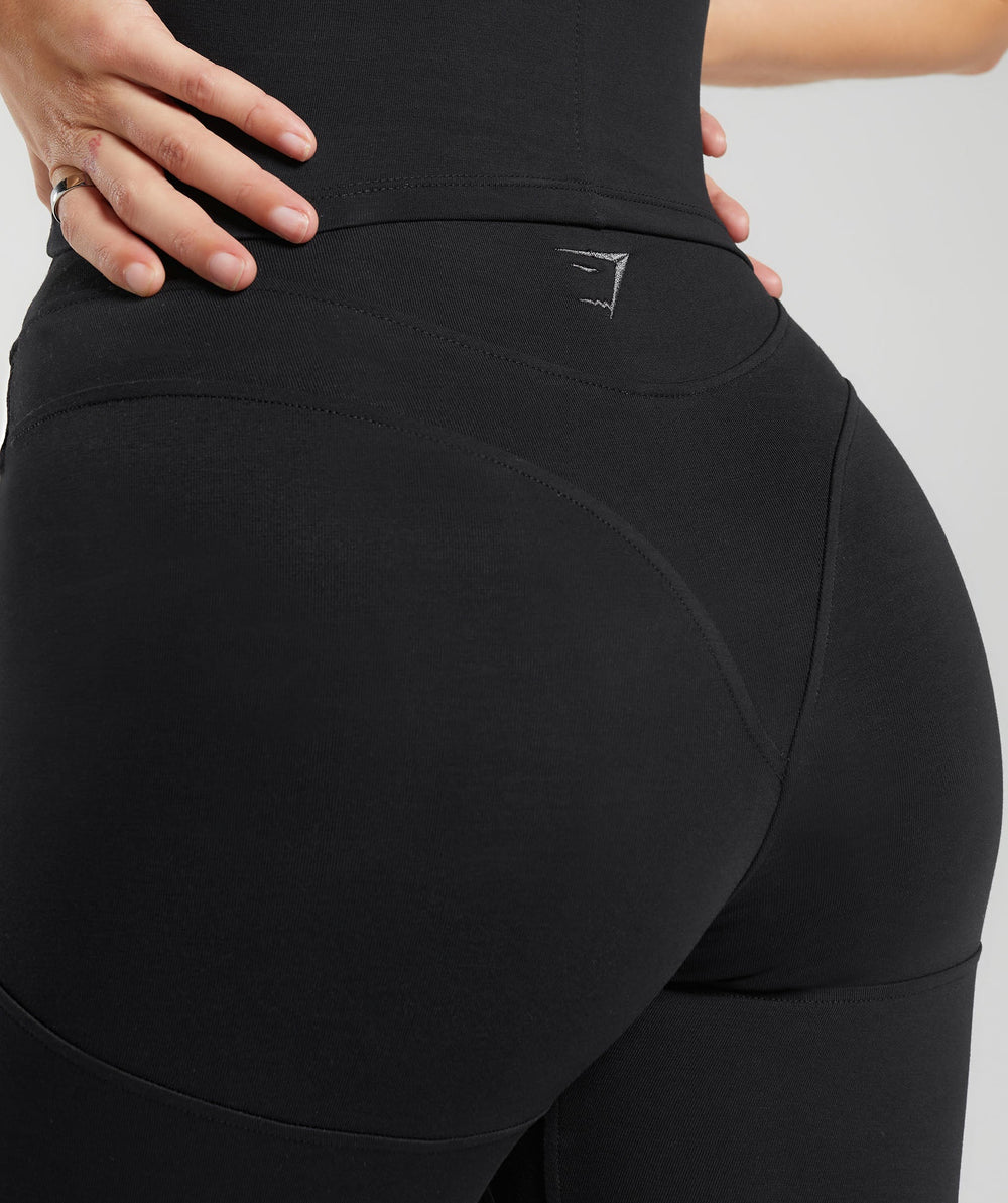 Rest Day Boot Cut Cotton Leggings - Black