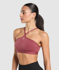 Halter Neck Sports Bra - Washed Berry Pink