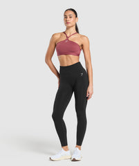 Halter Neck Sports Bra - Washed Berry Pink