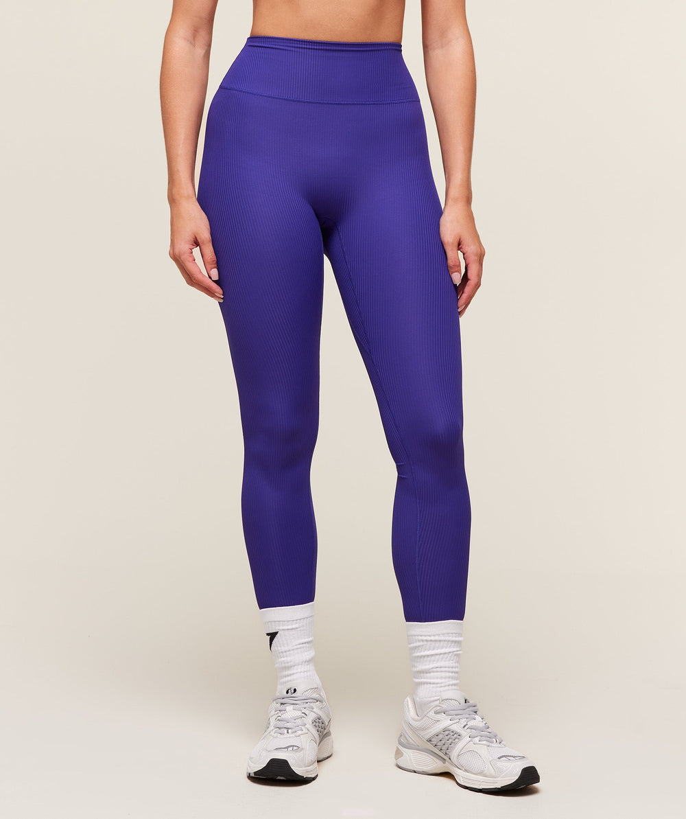 Ribbed Contour Leggings - Cobalt Purple
