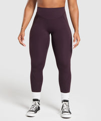 Lifting Dipped Waistband Leggings - Plum Brown