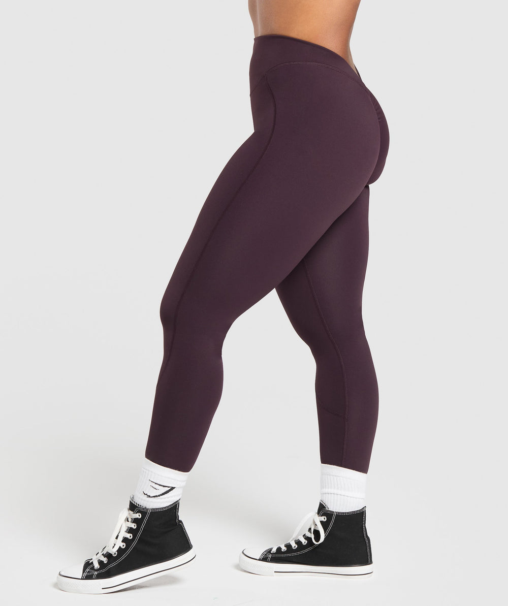 Lifting Dipped Waistband Leggings - Plum Brown