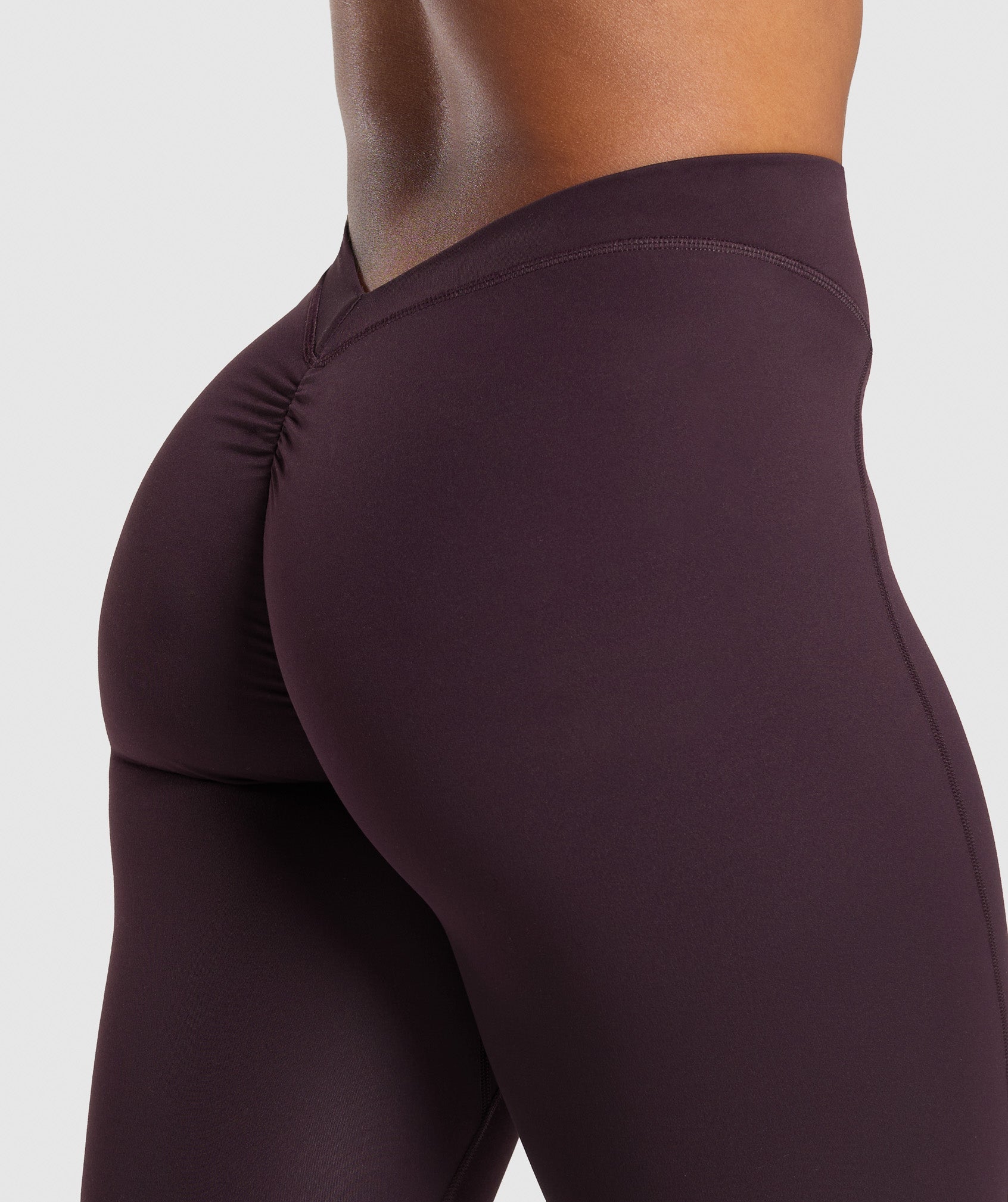 Lifting Dipped Waistband Leggings - Plum Brown