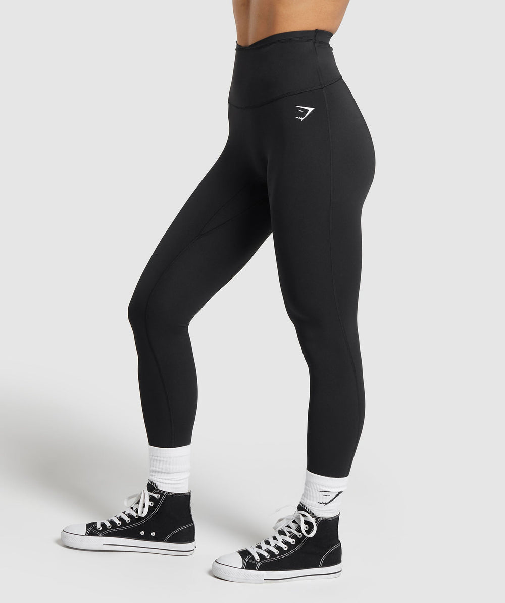 Mesh Waistband Leggings - Black