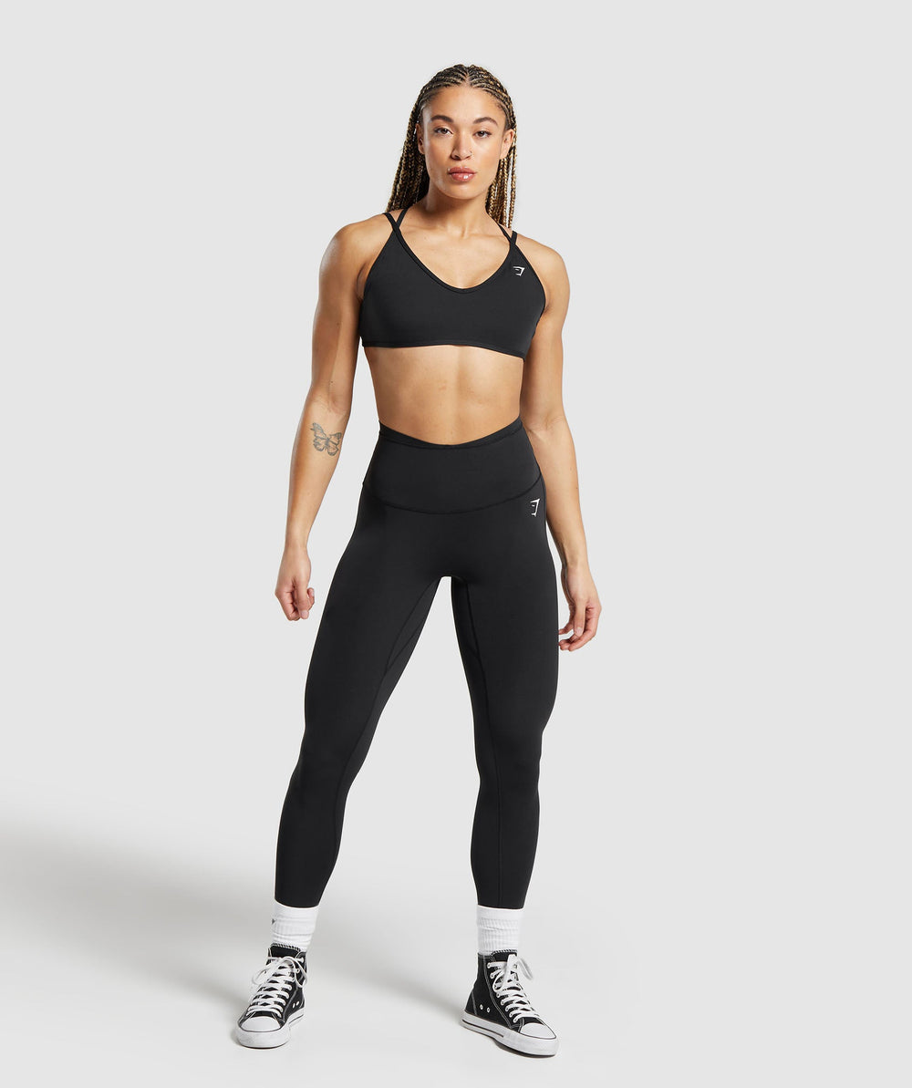 Mesh Waistband Leggings - Black