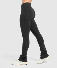 Heavyweight Washed Leggings - Black