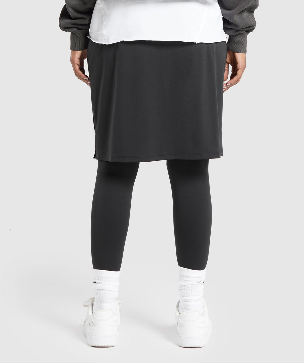 2 in 1 High Waisted Skirt Leggings - Black