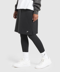 2 in 1 High Waisted Skirt Leggings - Black