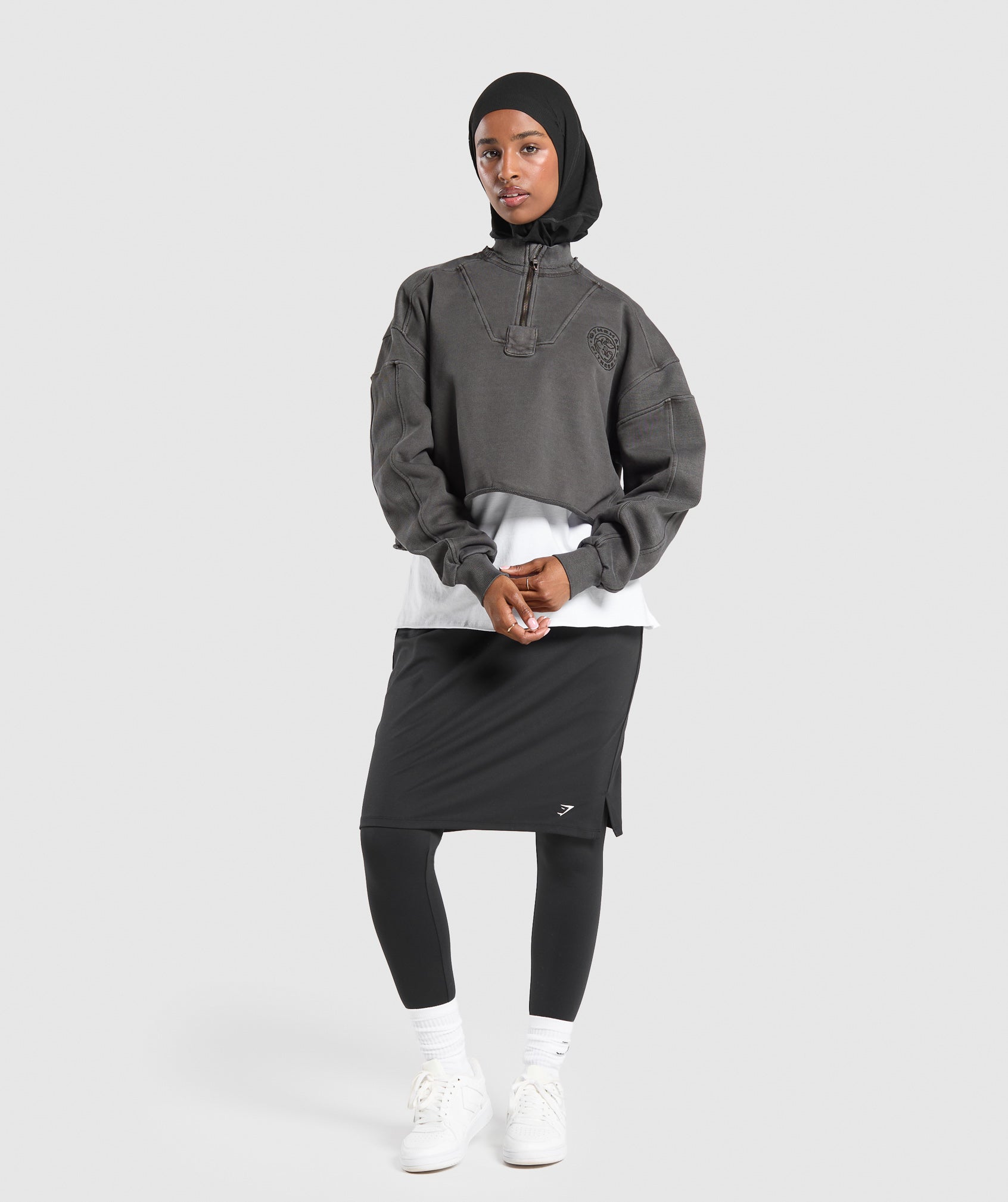 2 in 1 High Waisted Skirt Leggings - Black