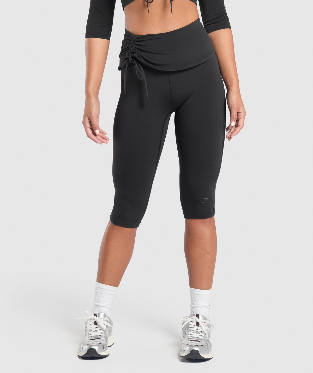 Ruched Capri Leggings - Black