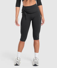 Ruched Capri Leggings - Black
