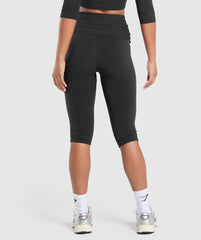 Ruched Capri Leggings - Black
