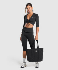 Ruched Capri Leggings - Black