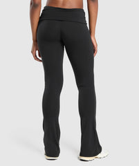 Foldover Flared Leggings - Black