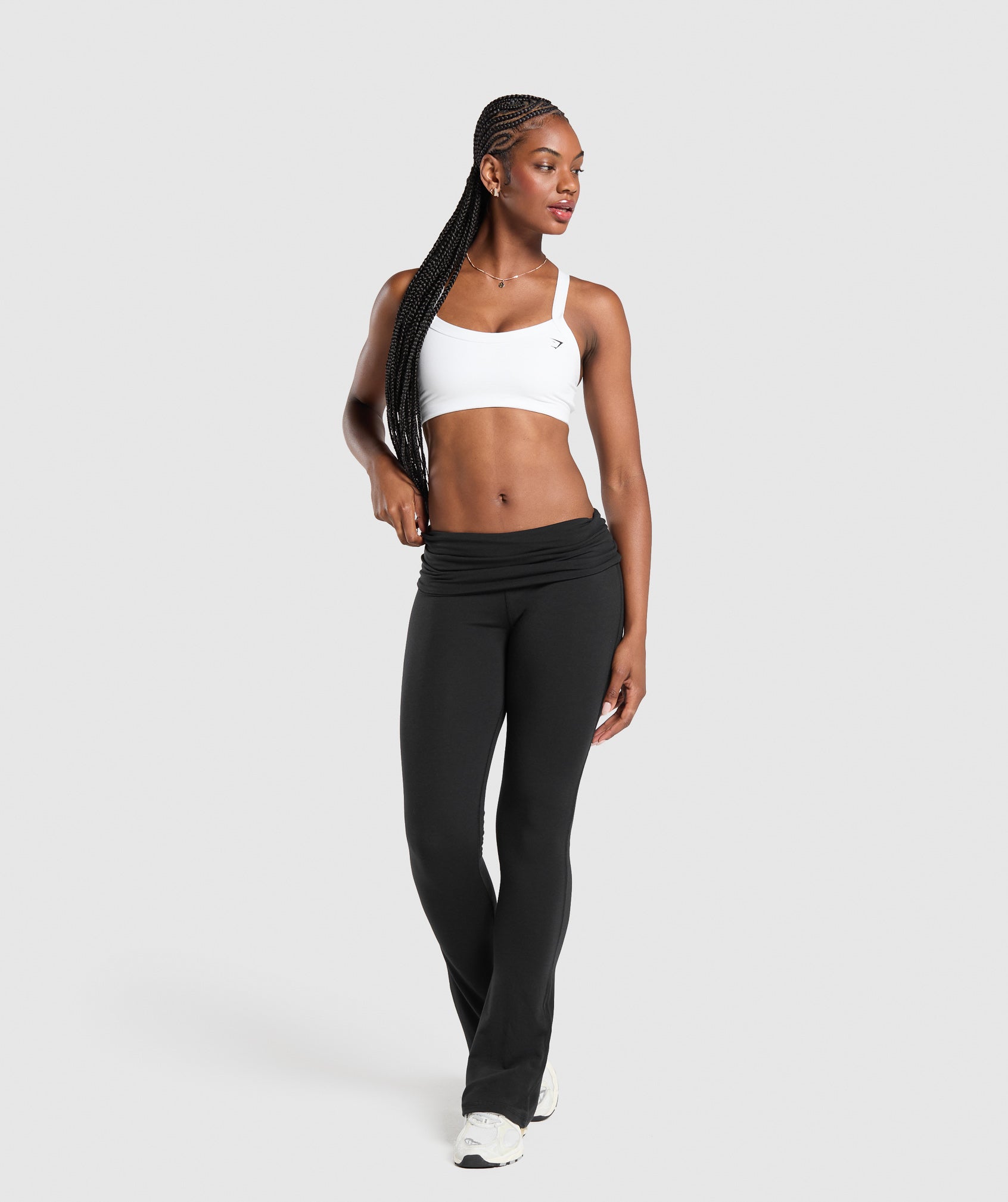 Foldover Flared Leggings - Black