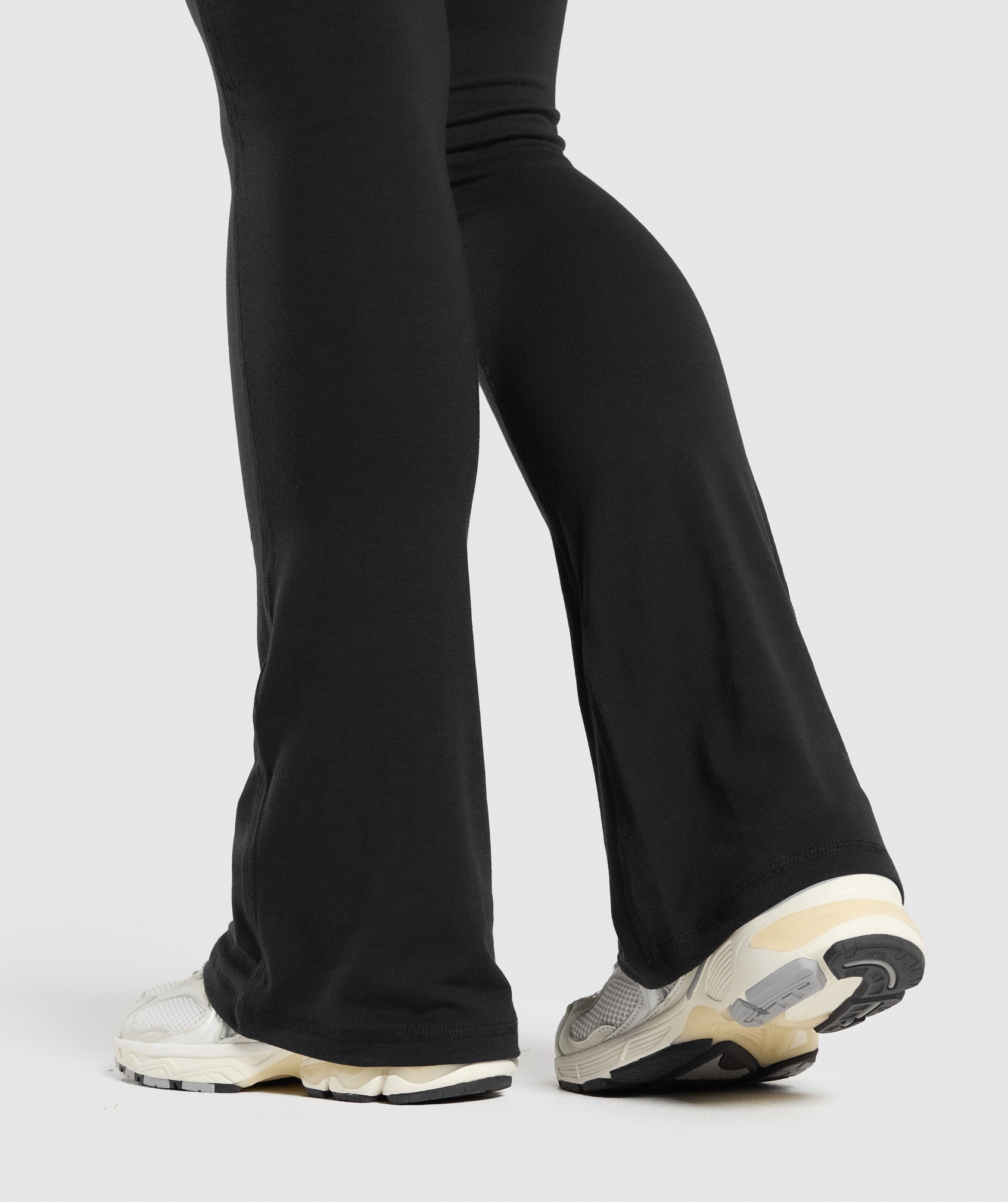 Foldover Flared Leggings - Black
