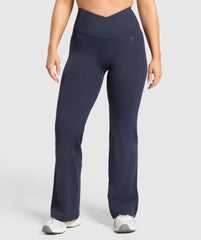 Crossover Flared Leggings - Heavy Blue