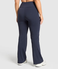 Crossover Flared Leggings - Heavy Blue