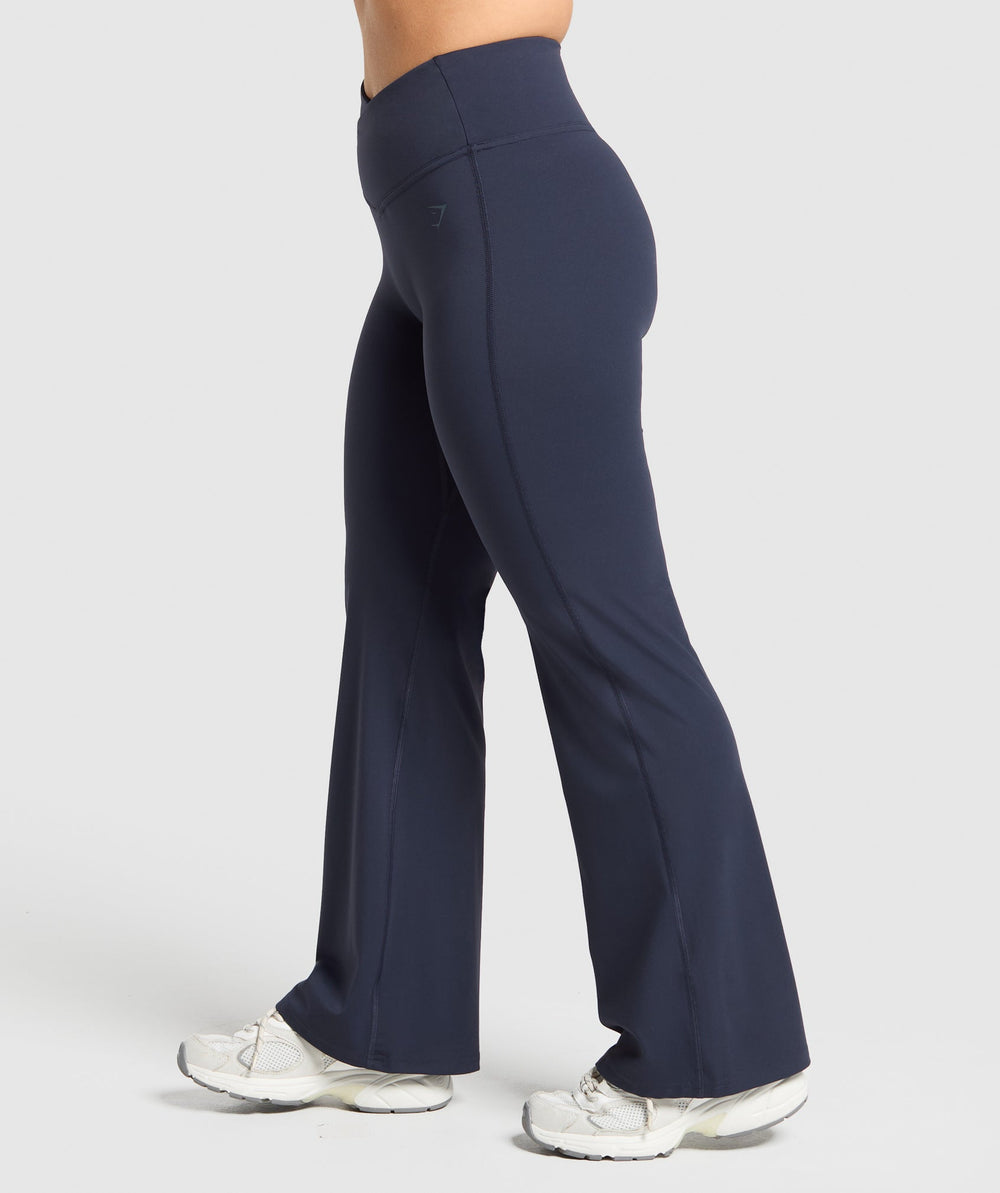 Crossover Flared Leggings - Heavy Blue