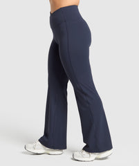 Crossover Flared Leggings - Heavy Blue