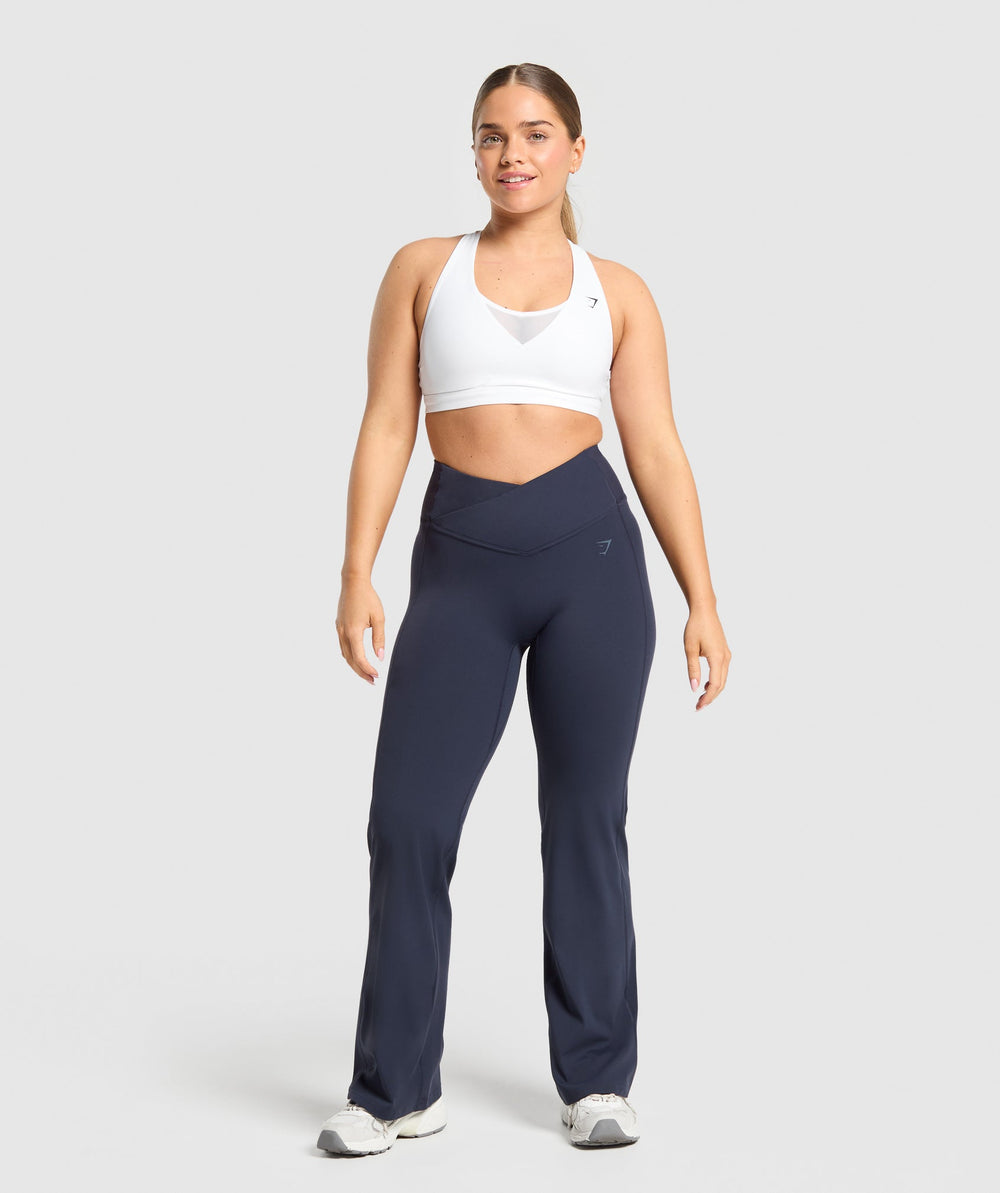 Crossover Flared Leggings - Heavy Blue
